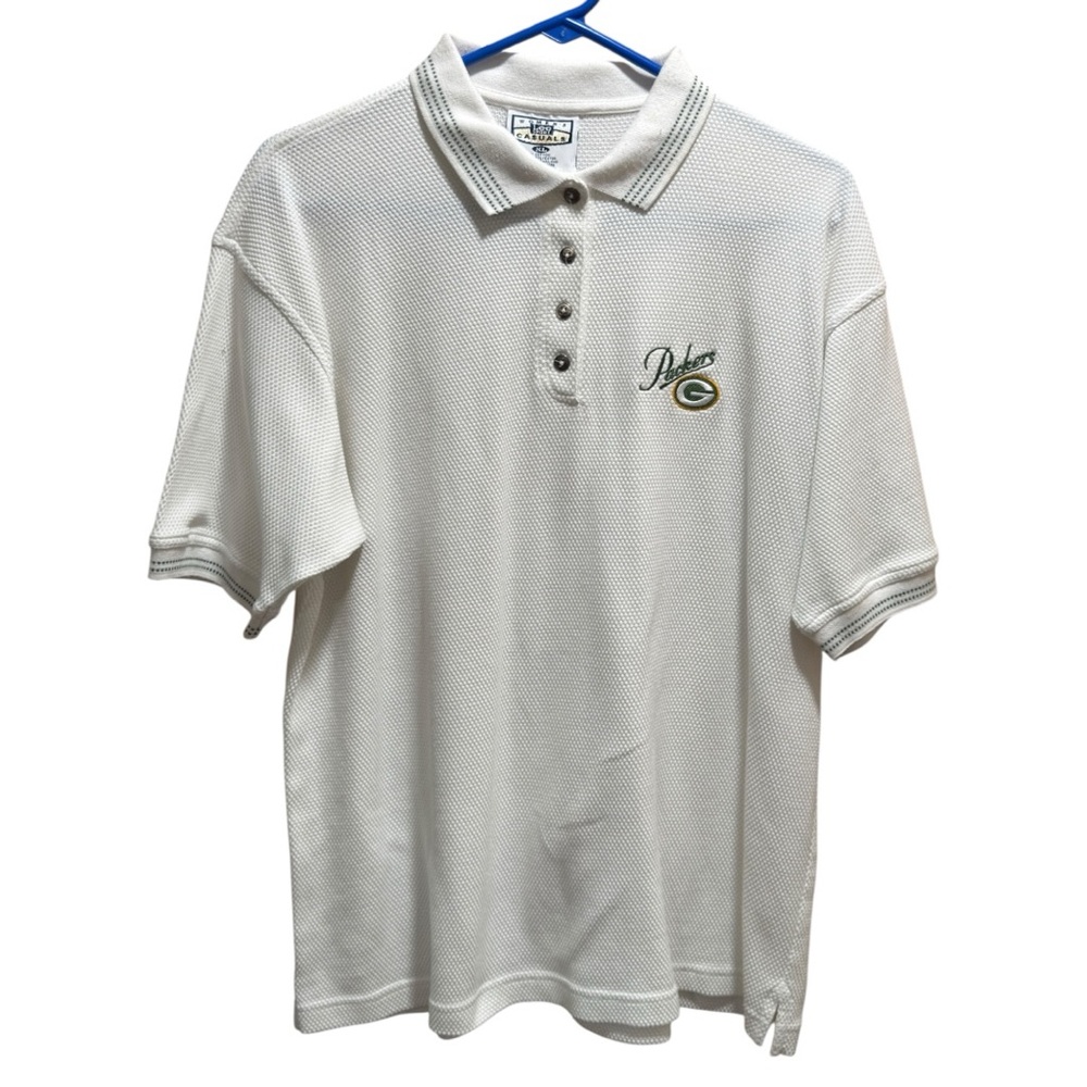 Vintage Women’s Size XL Lee Green Bay Packers Waffle Knit Polo Shirt White
